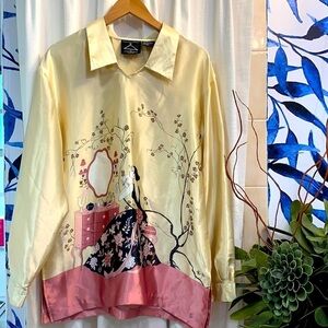 Vintage Anthony Mark Hankins 100% Polyester Long Sleeve Blouse Size M